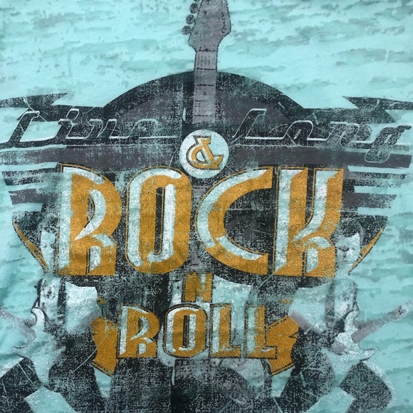 NWOT Grane Mint Green Burnout ROCK N ROLL Guitar T-Shirt SZ Small - Picture 2 of 4